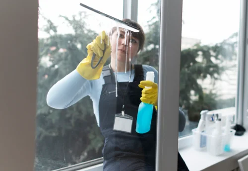 Nettoyage de vitres intérieures et extérieures à la Salle